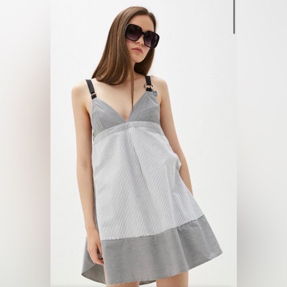Diesel Striped Dress M Cotton Adjustable Straps Casual Chic